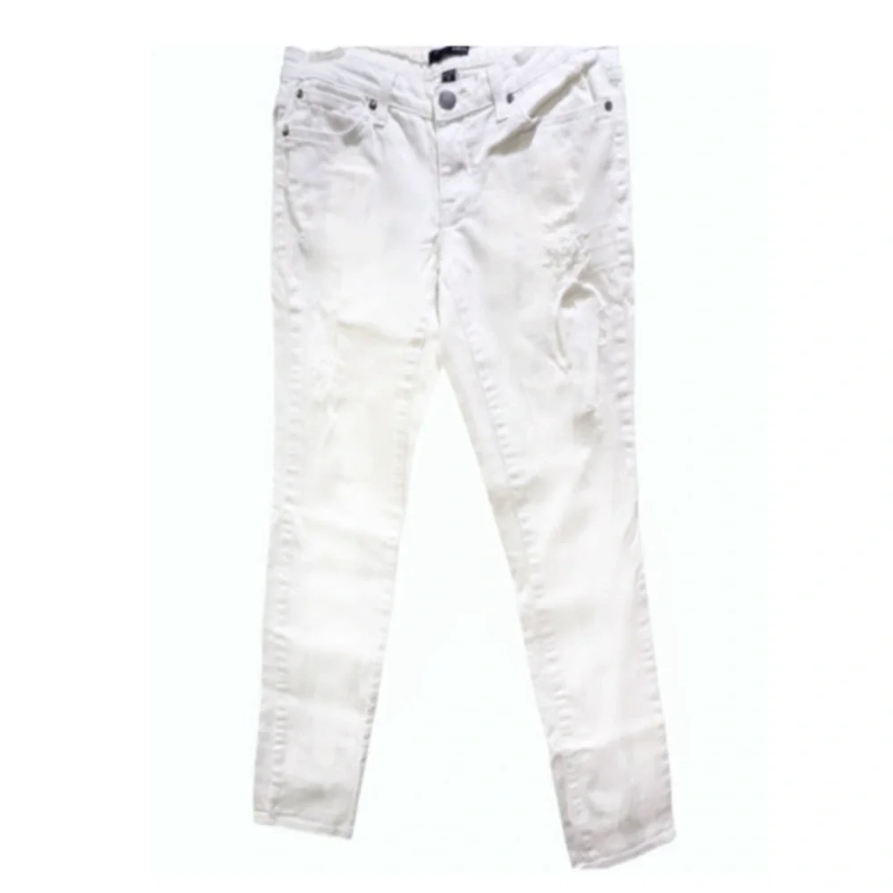 Aqua Jeans White Skinny Distressed Style Jeans Black Label Size 27